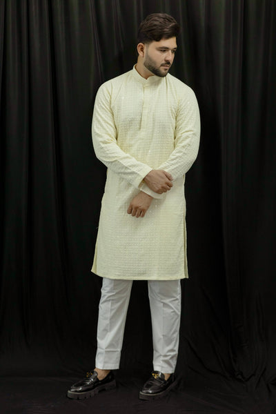 Biscuit Chikankari Kurta - Vachan