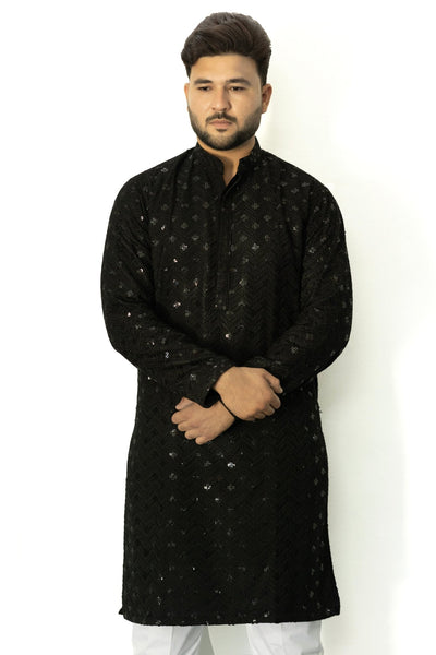 Black Chikankari Sequined Kurta - Vachan