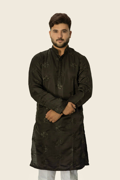 Classic Black Printed Kurta - Vachan