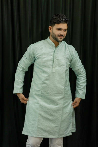 Light Green Jackquard Kurta - Vachan