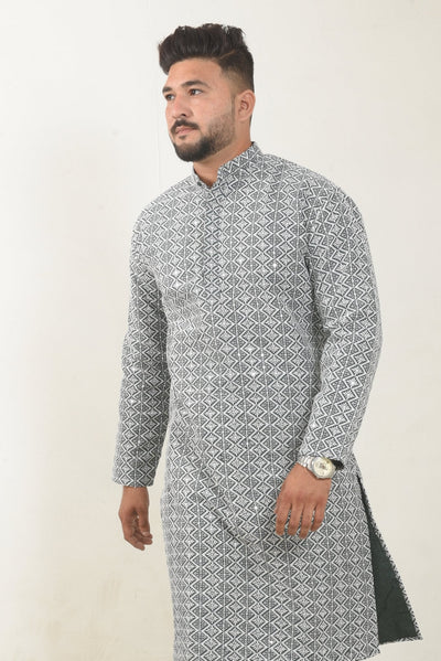 Mehendi Green Chikankari Kurta - Vachan